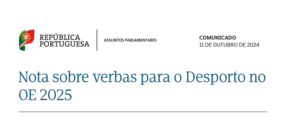 Nota do Governo sobre verbas para o Desporto no OE 2025