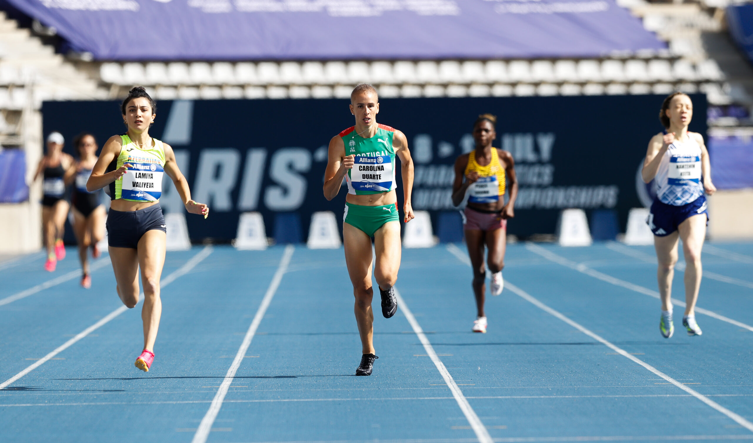 Carolina Duarte na final dos 400 metros T13 do Campeonato do Mundo de Atletismo
